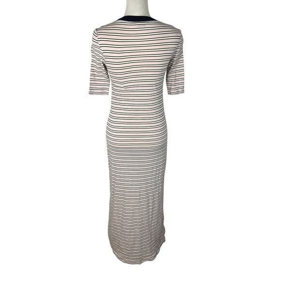 Rosetta Getty Striped Crew Neck T-Shirt Maxi Dress Side Slit Half Sleeve Size XS - Picture 3 of 6